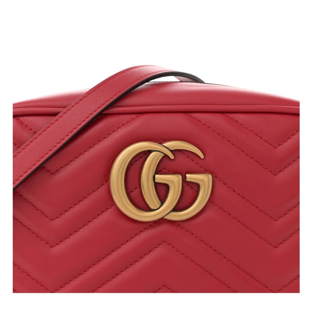 Gucci Red Chevron Leather Crossbody Bag with Gold GG - Picture 8 of 11